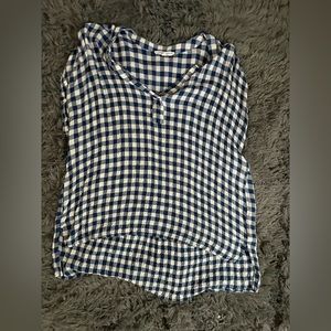 Gingham high-low short sleeved shirt